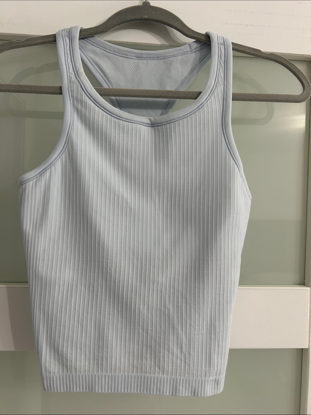 LULULEMON Light Blue Ribbed Tank Top - Women. Size 6 and 18” long